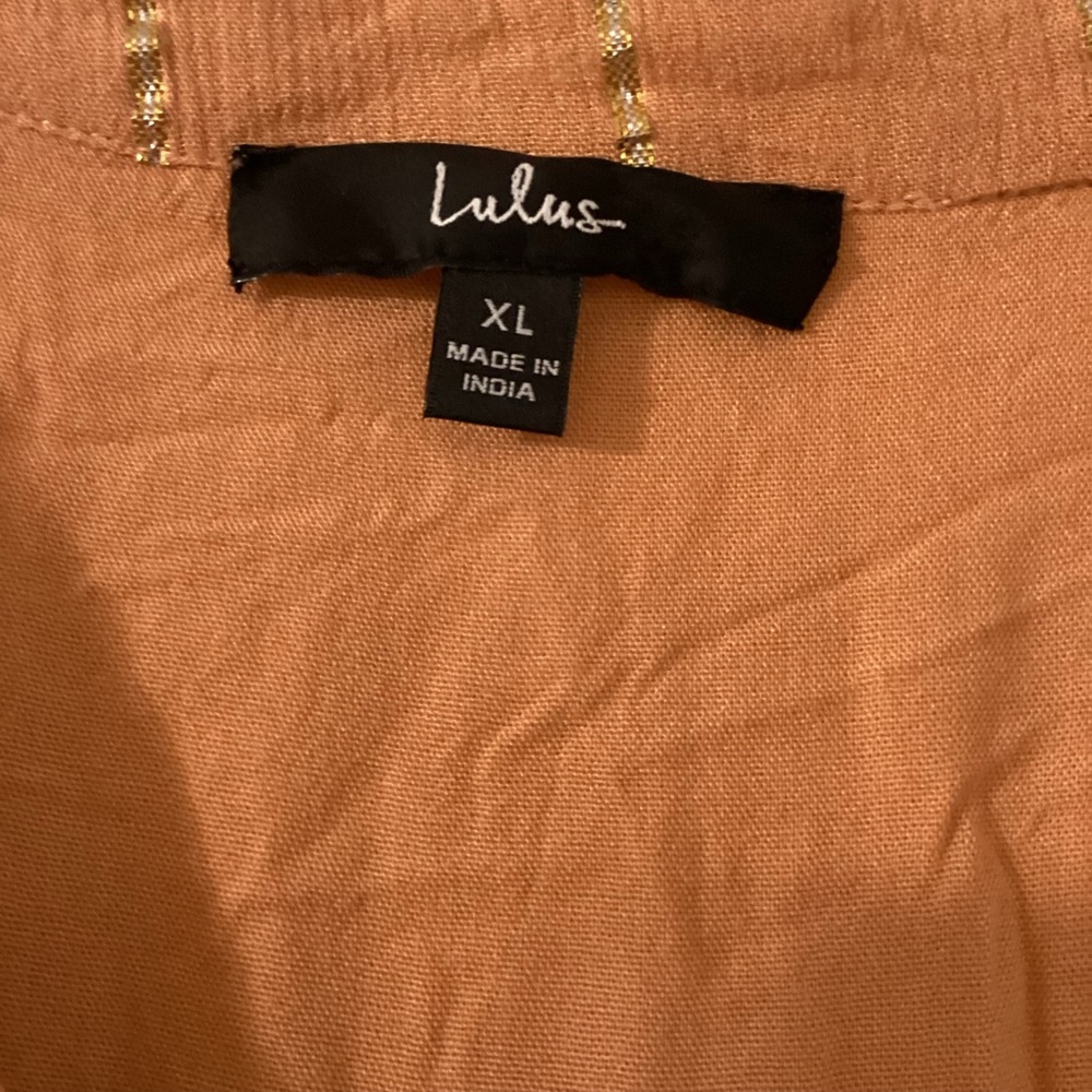 Lulu's Orange and Gold Maxi Dress Elegant Resortwear Size XL Boho Party - Picture 4 of 4